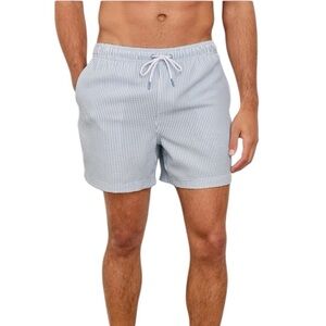 Broken Threads Men's Blue Striped Swim Shorts Size Large #1950